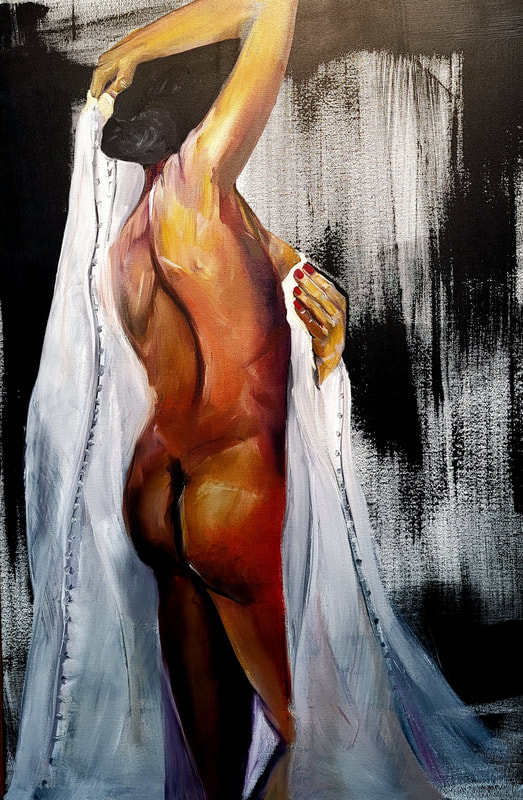 Nude oil painting latina portrait
